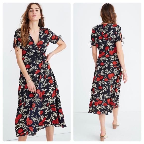 Madewell Peekaboo-Sleeve Midi Dress - Picture 2 of 3